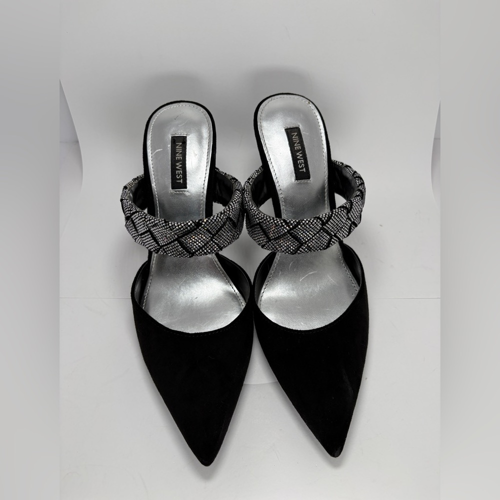 Nine West Women's Greet Slip On Comfort Dress Heels Black/Bling Size:9 Formal - Picture 2 of 8